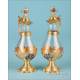 Striking Gilt Silver Cruet Set with Enamels. France, Circa 1870