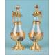 Striking Gilt Silver Cruet Set with Enamels. France, Circa 1870