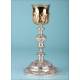 Large Antique White and Gilt Silver Chalice. France, Circa 1880