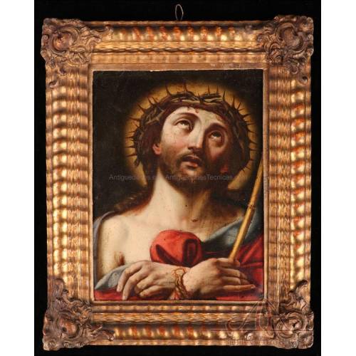 Ecce Homo. Oil on Copper. Spanish School, 18th Century