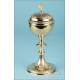 Fine Gilt Silver Ciborium in Its Storing Case. France, Circa 1900