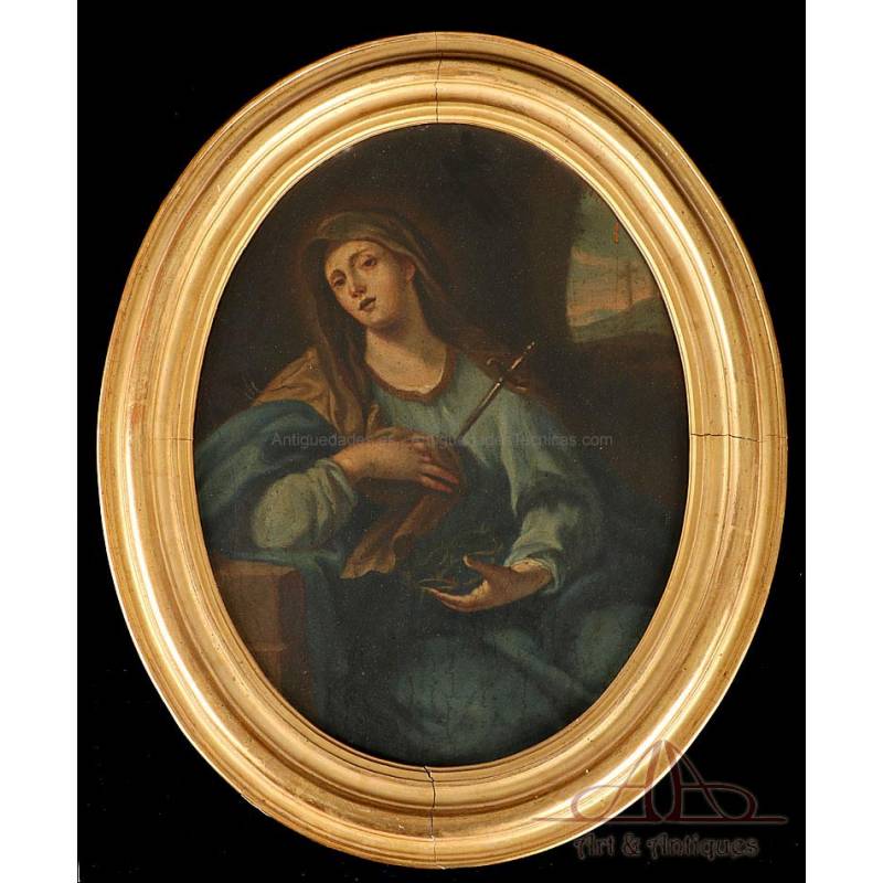 Virgen de los Dolores, escuela ¡taliana, óleo sobre tabla, siglo XVII - Pps XVIII