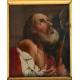 Antique Italian Vitela Painting on glass of Saint Simon the Zealot ca. 1800