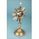 Antique Gilt Metal and Alpaca Monstrance. Spain, Circa 1950