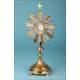 Antique Gilt Metal and Alpaca Monstrance. Spain, Circa 1950