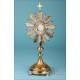 Antique Gilt Metal and Alpaca Monstrance. Spain, Circa 1950