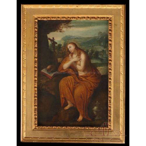 Saint Mary Magdalene. Oil on Copper. Flemish School, 17th Century