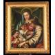 Antiguo óleo italiano. Virgen, Niño Jesús, Santa Isabel y San Juanito. siglo XVII