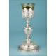 Antique Solid Silver Baroque Chalice and Paten. Paris, France, 1838