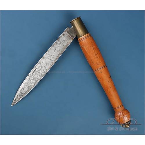 Antique 13.39 Inch-Long French Nontron Navaja Folding Knife . France, Circa 1900