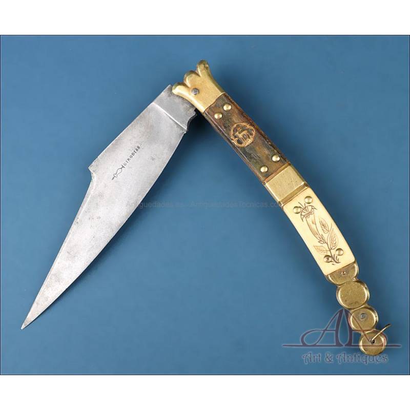 Antique French Navaja or Pocketknife Girodias. 11.18 in. Thiers, France, 19th Century