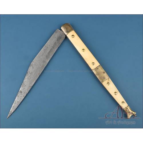 Antique French Navaja or Pocketknife by Coutaret. 16.93 in. 19th Century