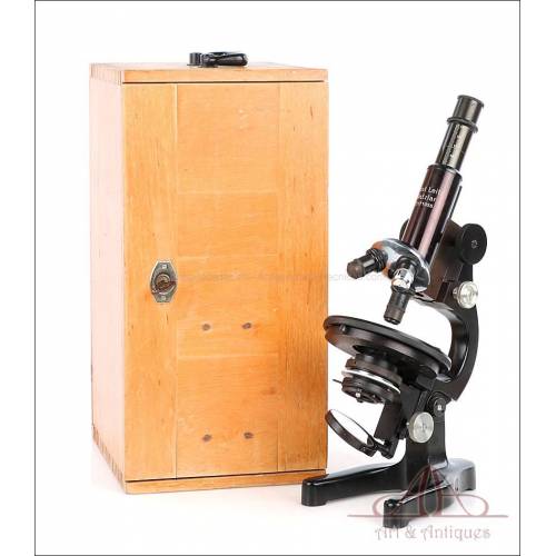 Antiguo Microscopio Leitz Fabricado en Plena 2ª Guerra Mundial. Alemania, 1944