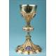 Spectacular Antique Gilt-Silver Chalice with Enamels and Precious Stones. France, 1870