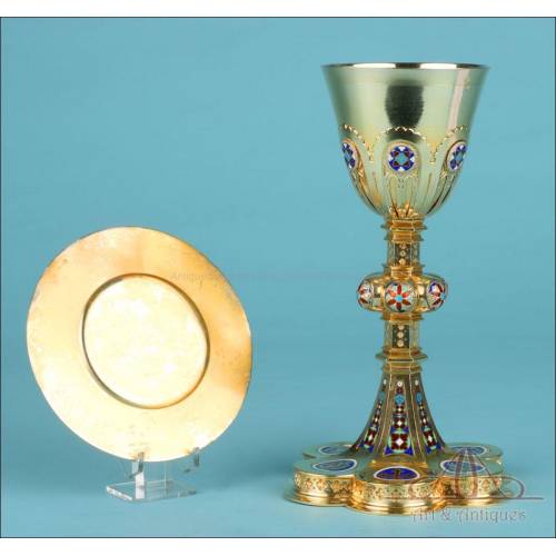 Antique Gilt-Silver Chalice with Enamels. France, Circa 1870