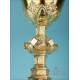 Cáliz de Plata Neogótico con Imágenes de la Vida de Jesús. Francia, Circa 1870