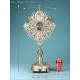 Striking Antique Silver Monstrance with Real Diamonds. Spain, Circa 1950