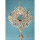 Striking Antique Silver Monstrance with Real Diamonds. Spain, Circa 1950