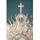 Striking Antique Silver Monstrance with Real Diamonds. Spain, Circa 1950