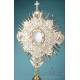Espectacular Custodia de Plata Antigua con Diamantes Reales. España, Circa 1950