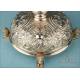 Striking Antique Silver Monstrance with Real Diamonds. Spain, Circa 1950