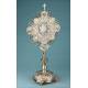 Striking Antique Silver Monstrance with Real Diamonds. Spain, Circa 1950