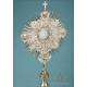 Striking Antique Silver Monstrance with Real Diamonds. Spain, Circa 1950