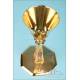 Vintage Gilt-Silver Chalice with Enamels and Emeralds. Milan, Italy, 1960-70