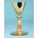Vintage Gilt-Silver Chalice with Enamels and Emeralds. Milan, Italy, 1960-70