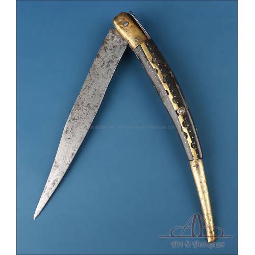 Antique Spanish Navaja - Folding Knife. 16.63 inches. Spain, 19th Century