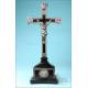 Antique Ebony and Silver Crucifix. Lier, Belgium. 19th Century