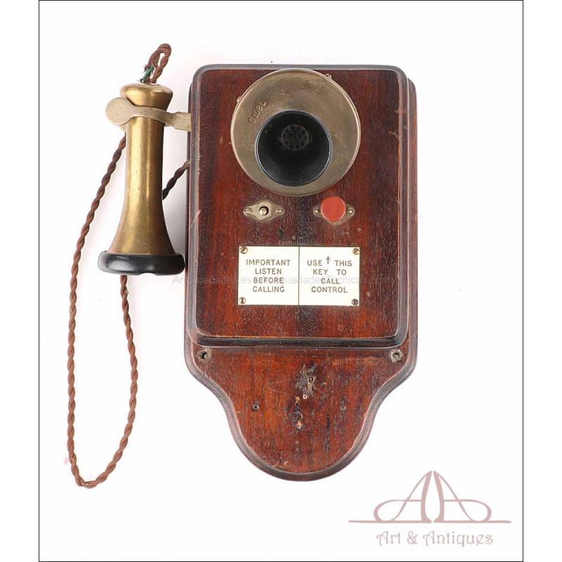 Antiguo Teléfono Intercomunicador Inglés. Inglaterra, Circa 1920