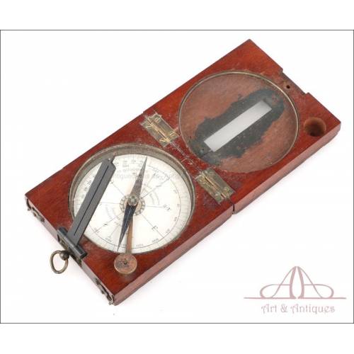 Antique Ladois Wooden Military Compass. France, Circa 1875