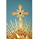 Gorgeous Antique Bejeweled Gilt Metal Monstrance. France, Circa 1900