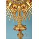 Gorgeous Antique Bejeweled Gilt Metal Monstrance. France, Circa 1900