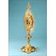 Gorgeous Antique Bejeweled Gilt Metal Monstrance. France, Circa 1900