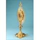 Preciosa Custodia Antigua Enjoyada de Metal Dorado. Francia, Circa 1900