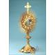 Gorgeous Antique Bejeweled Gilt Metal Monstrance. France, Circa 1900