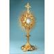 Gorgeous Antique Bejeweled Gilt Metal Monstrance. France, Circa 1900