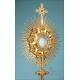 Gorgeous Antique Bejeweled Gilt Metal Monstrance. France, Circa 1900