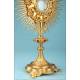 Gorgeous Antique Bejeweled Gilt Metal Monstrance. France, Circa 1900