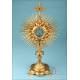 Gorgeous Antique Bejeweled Gilt Metal Monstrance. France, Circa 1900