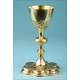 Antique Gilt Silver Chalice and Paten Set. With Case. France, Circa 1880