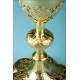 Antique Gilt Silver Chalice and Paten Set. With Case. France, Circa 1880