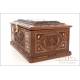Antique Hand-Carved Chest or Jewelry Box. Spain, Dated 1926