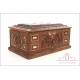 Antique Hand-Carved Chest or Jewelry Box. Spain, Dated 1926
