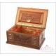 Antique Hand-Carved Chest or Jewelry Box. Spain, Dated 1926