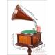 Antique Gramophone with Wooden Horn and Stand. Circa 1920