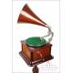 Antique Gramophone with Wooden Horn and Stand. Circa 1920