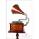 Antique Gramophone with Wooden Horn and Stand. Circa 1920